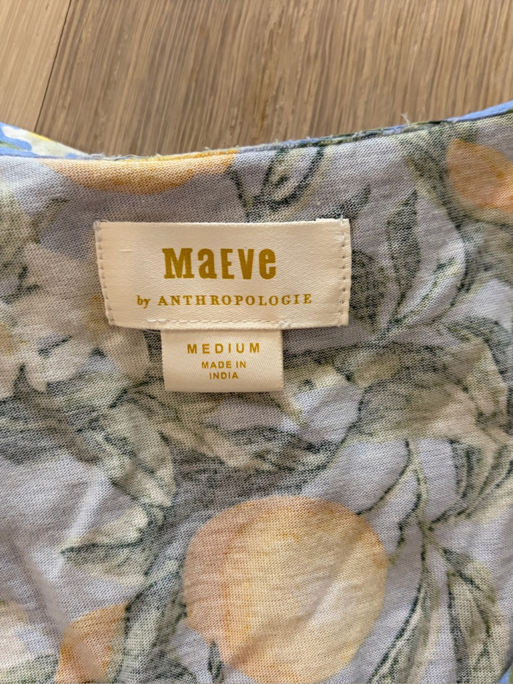 Anthropologie Sky-Blue Lemon & Floral Tie-Waist Blouse - Picture 8 of 8